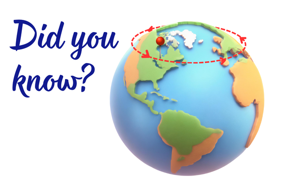 Illustration of a globe with a red location pin and arrows circling the northern hemisphere, next to the text 'Did you know?'